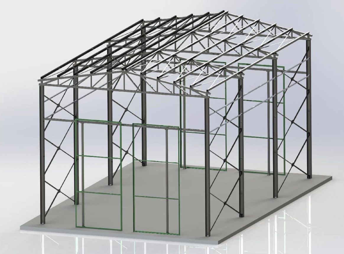 Čelična konstrukcija hale, 3D prikaz